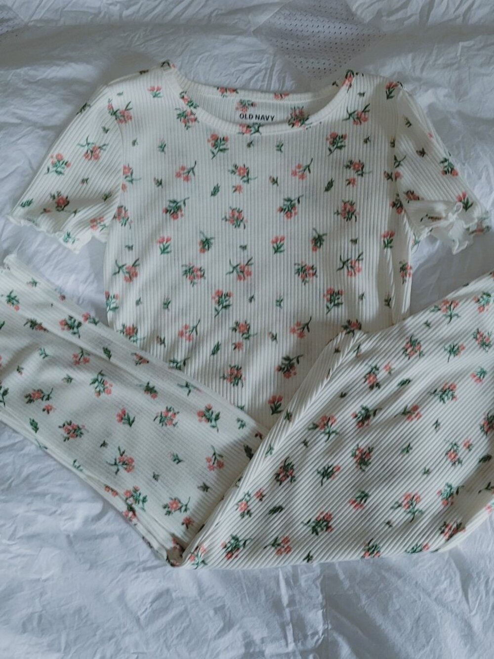 Old Navy Coral Flowers 2-Piece Pajama Set 8